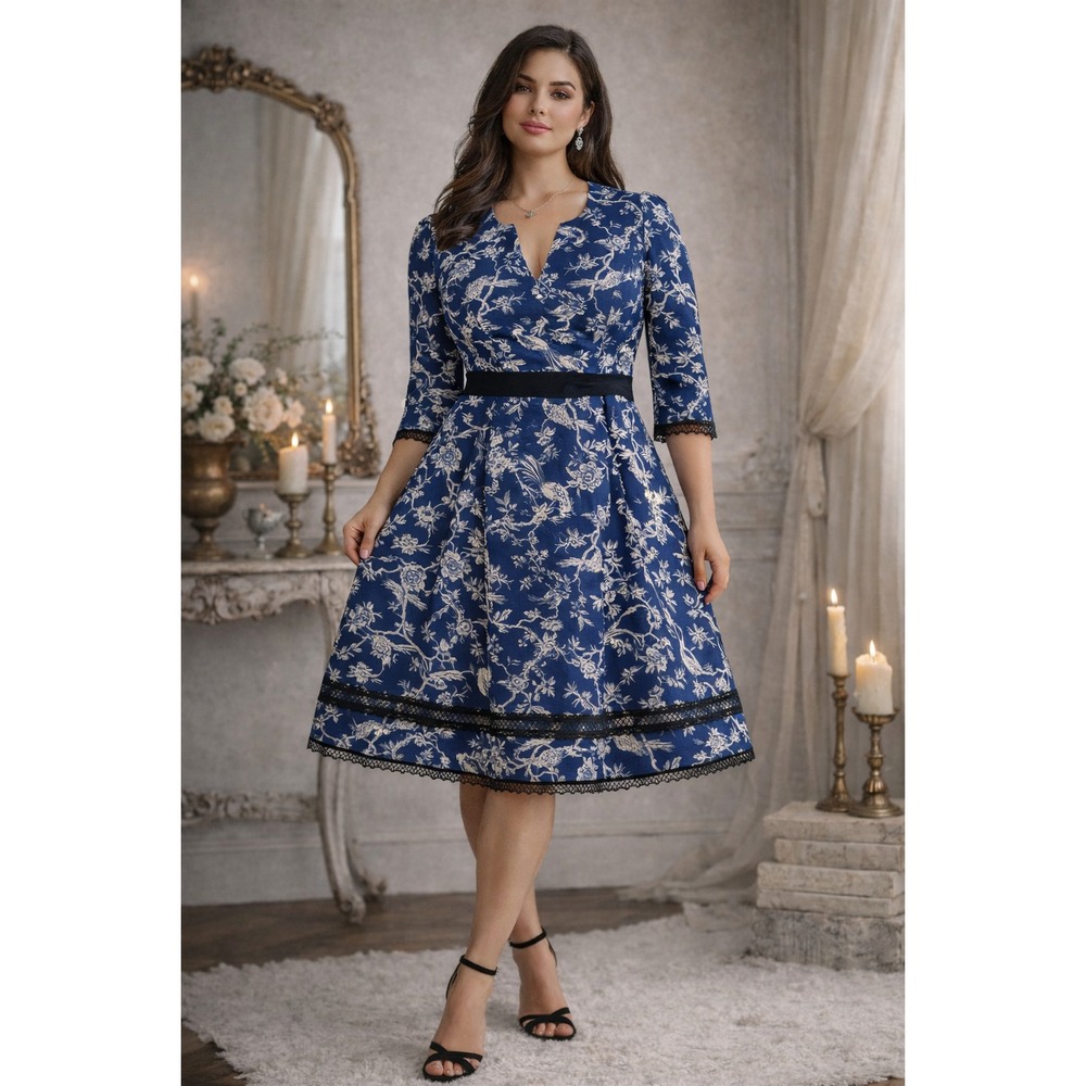 Sachin‎ & Babi Ella Blue Floral Bird Dress 4 Coquette Cottage Garden Avant Garde